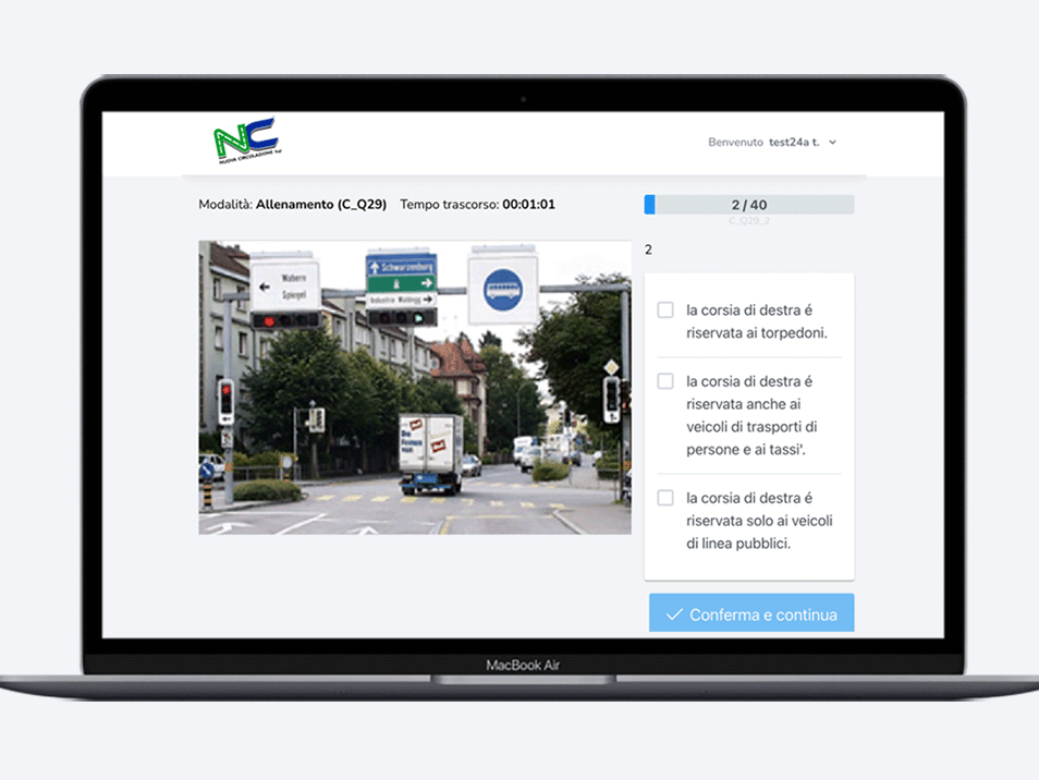 Quiz online NC Nuova Circolazione — preparazione esami patente